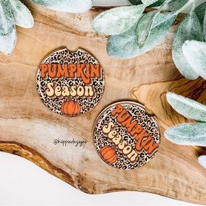 Pumpkin Season Car Coaster Set | Pumpkin Car Accessories